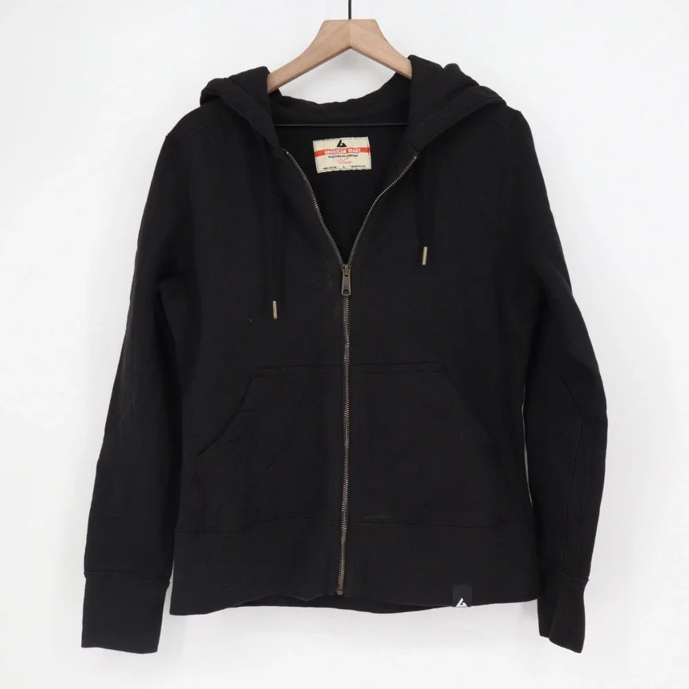 American Giant Black Full Zip Hoodie Sportswear Company Women Size L 100% Cotton - Picture 2 of 7
